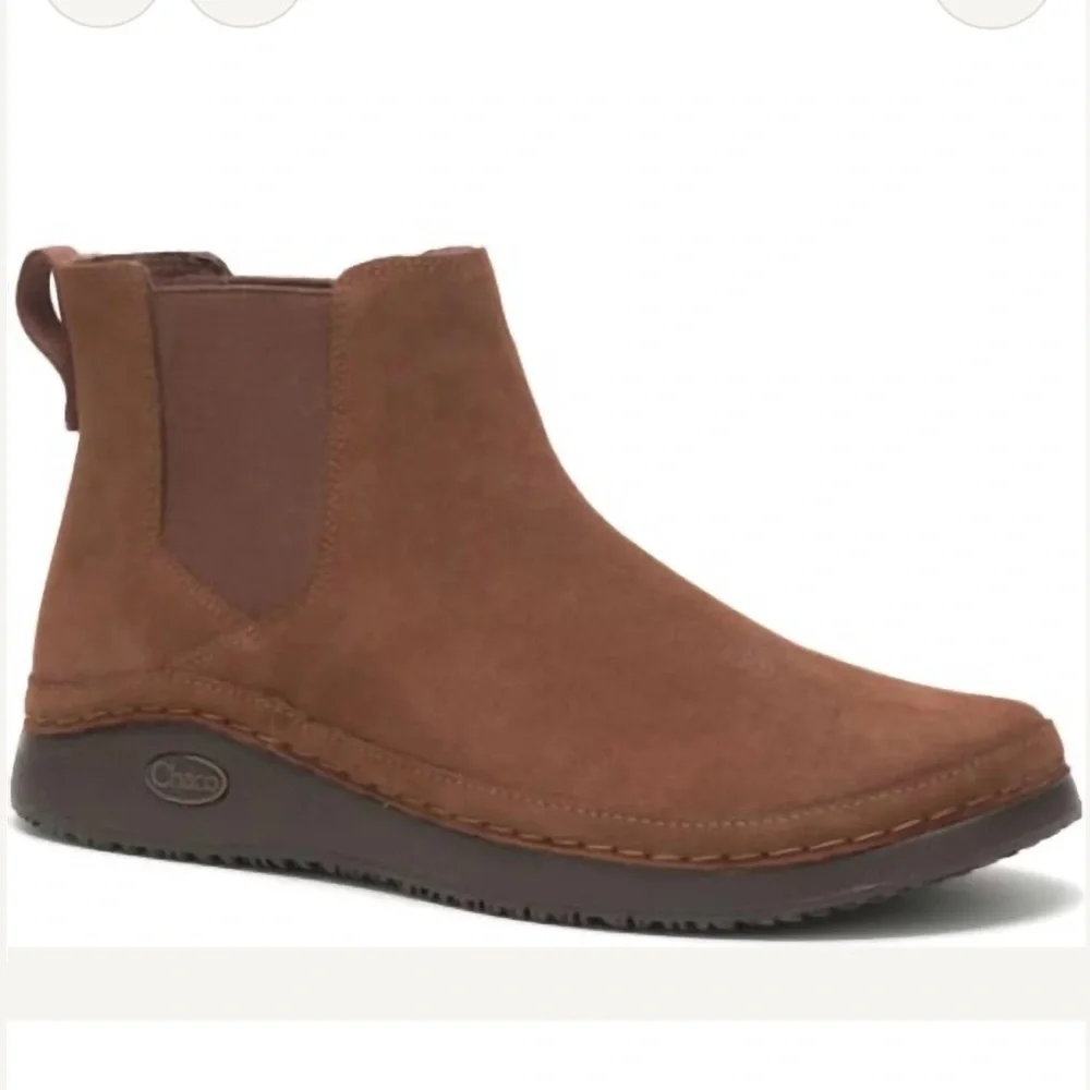 Chaco Mens Size 9 Paonia Cinnamon Brown Suede Chelsea Boots Shoes NEW